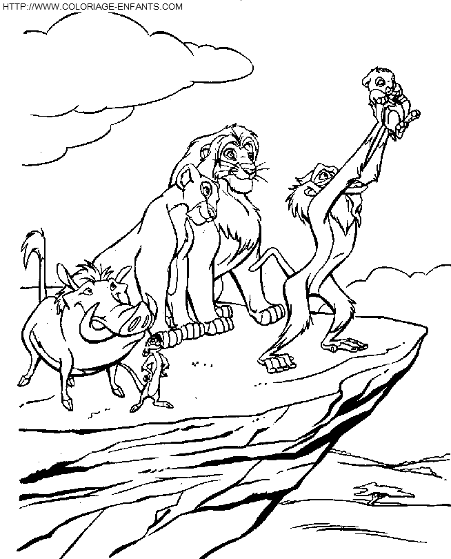 dessin à colorier de le roi lion