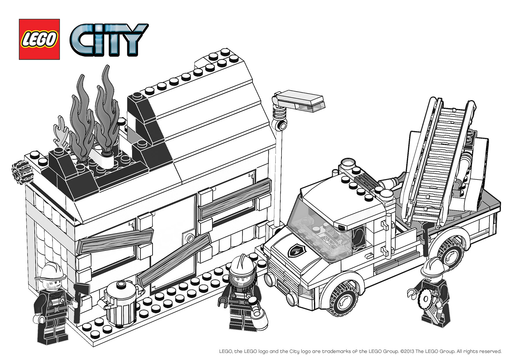 coloriage lego city pompier