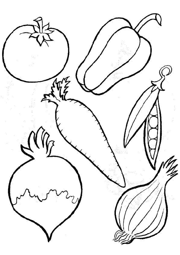 dessin à colorier légumes rigolos