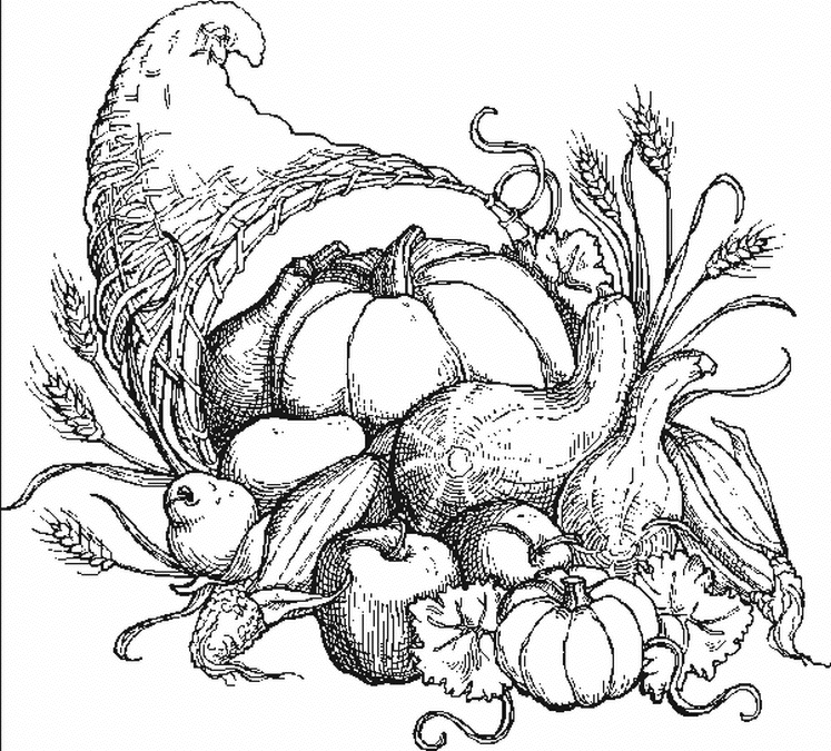 dessin à colorier fruits légumes d'automne