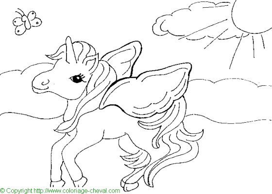 dessin à colorier licorne princesse en ligne