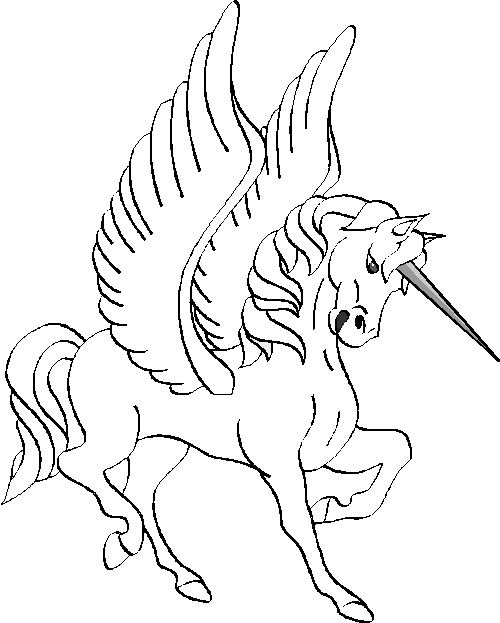 coloriage licorne volante