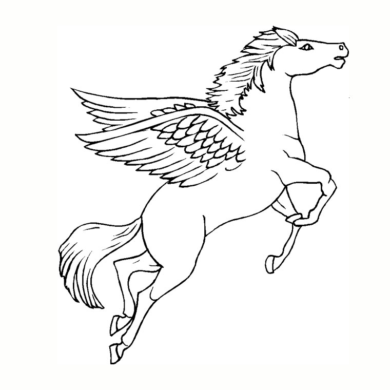 coloriage à dessiner licorne ailes