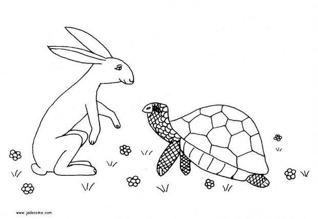 coloriage  dessiner a imprimer le lievre et la tortue