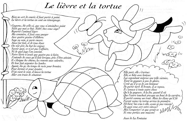 dessin lievre et la tortue