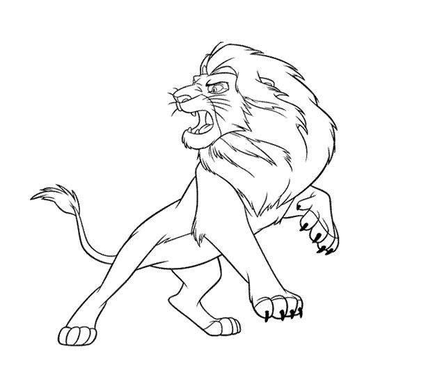 dessin de lion qui chasse