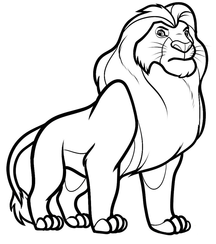 dessin a colorier de lion en couleur