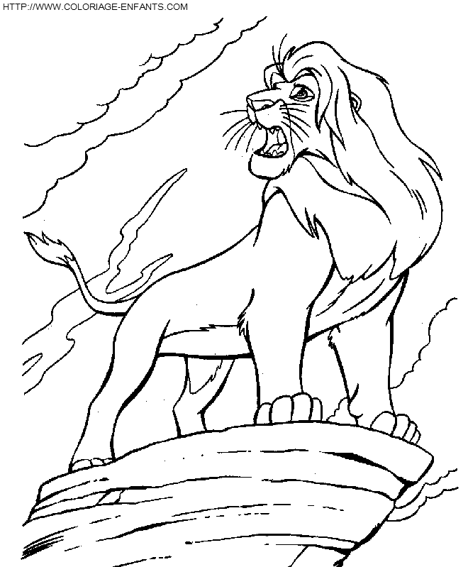 dessin à colorier famille lion