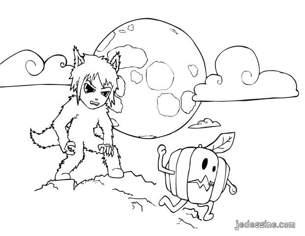 coloriage loup garou