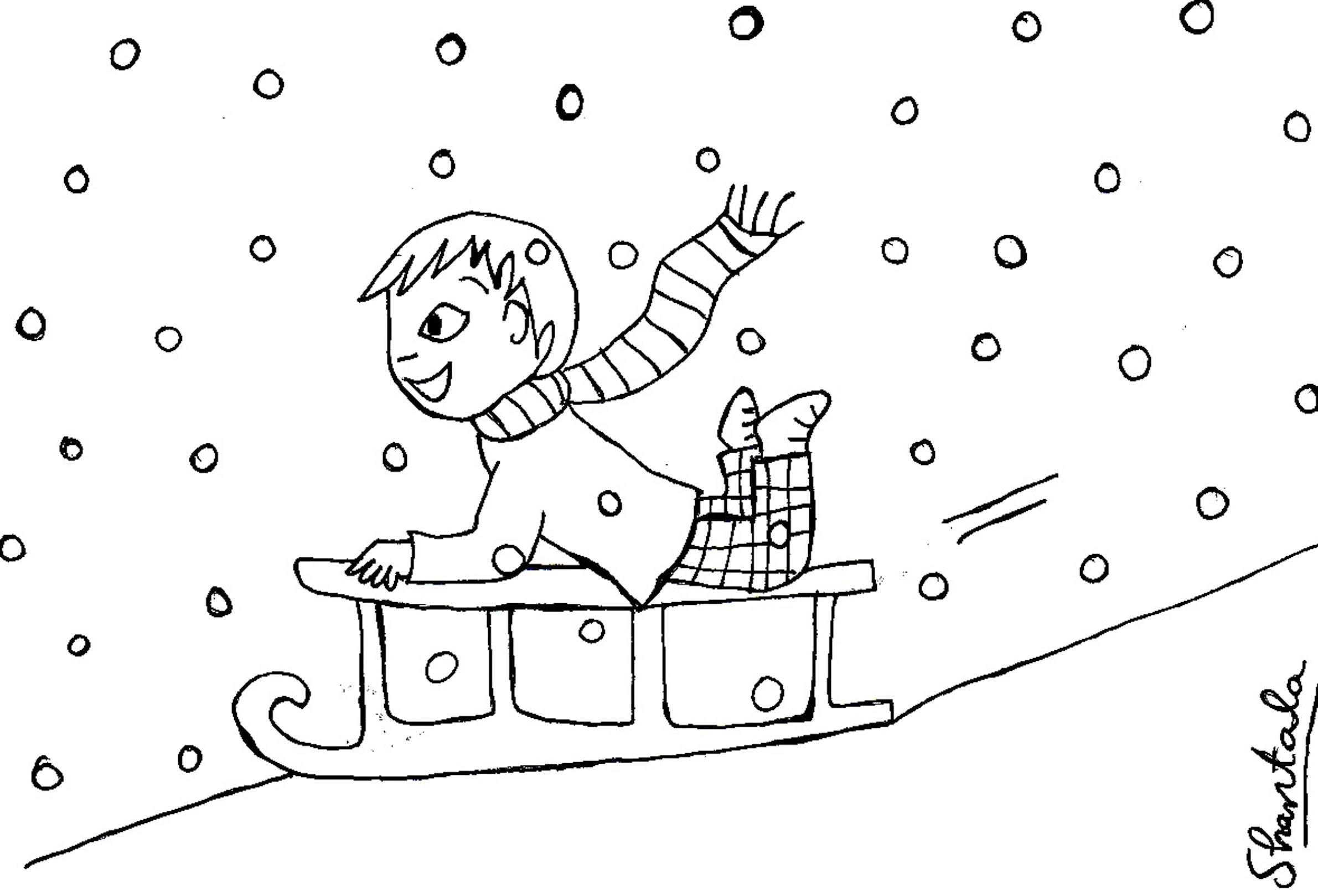 coloriage luge neige