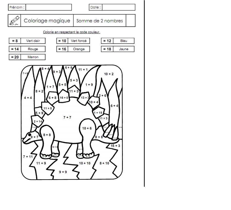 Retour Au Début Coloriage Magique somme De 2 Nombres Cp