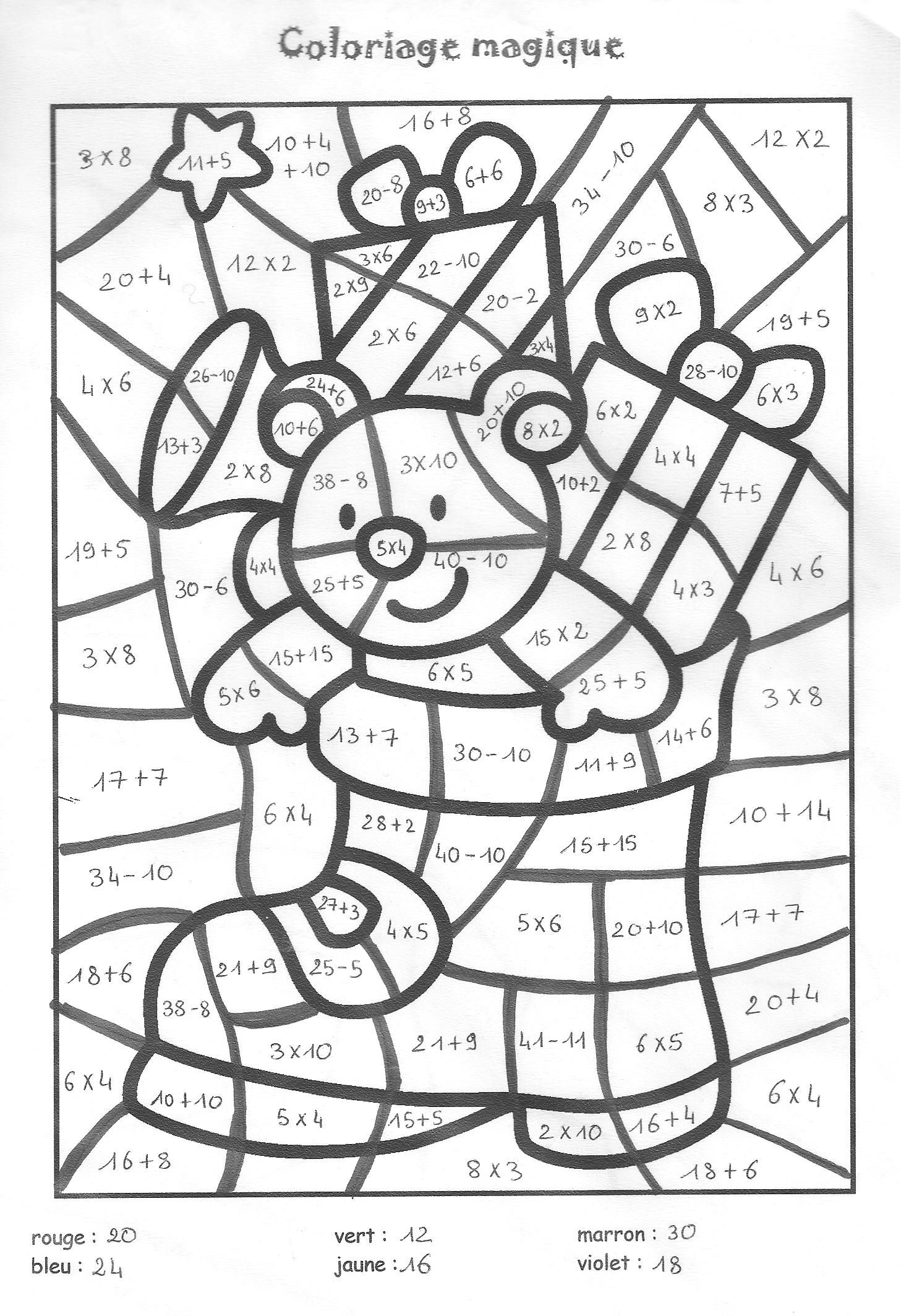 18 dessins de coloriage Magique Ce1 Calcul à imprimer