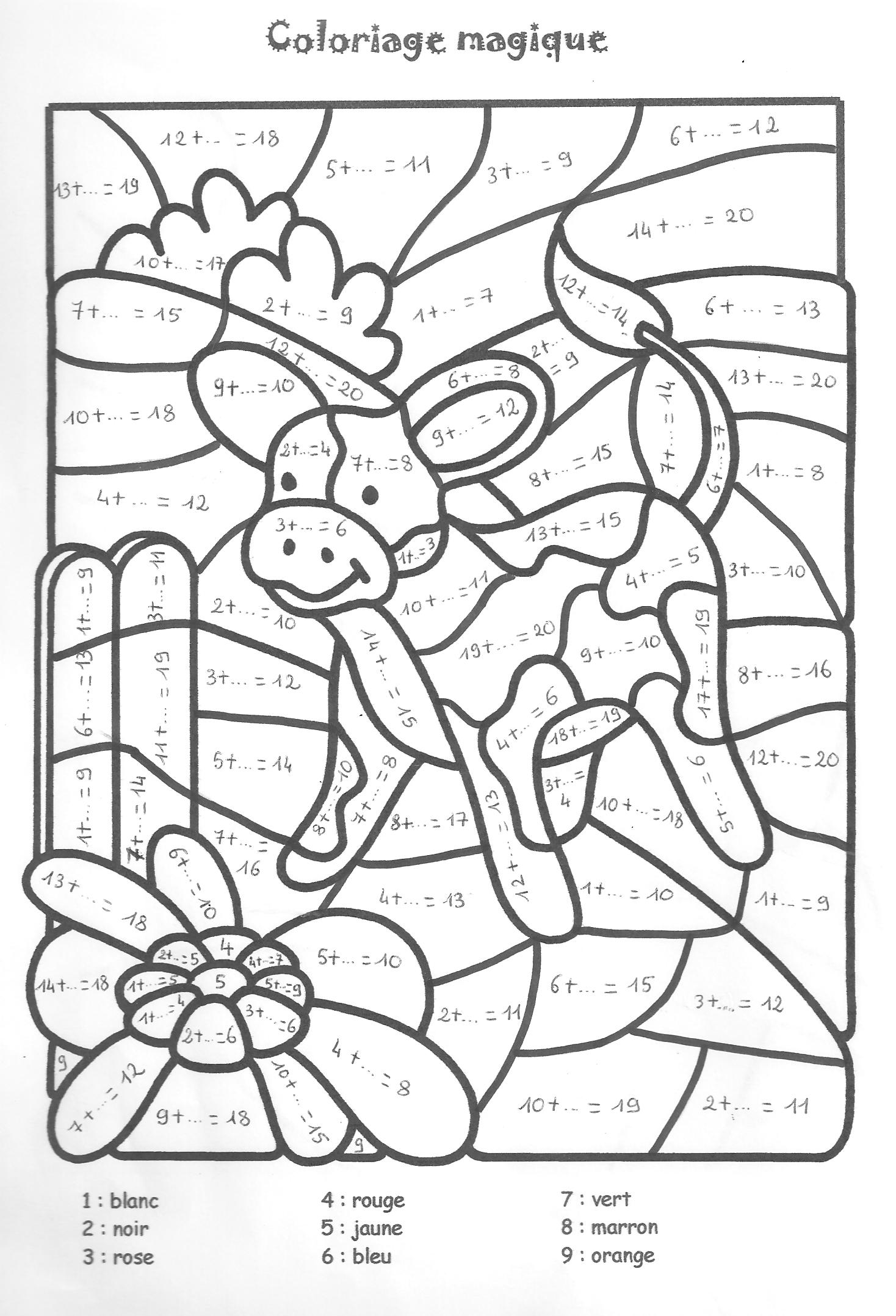 coloriage magique ce1 calcul