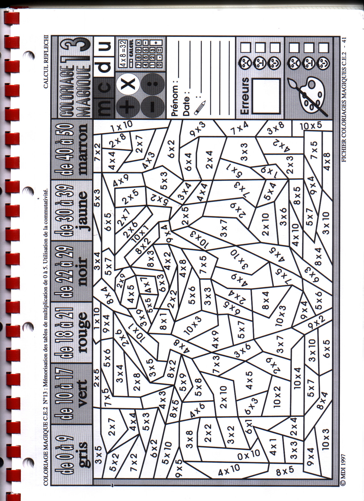 Coloriage Magique Ce2 Maths A Imprimer Coloriage Magique Conjugaison ...