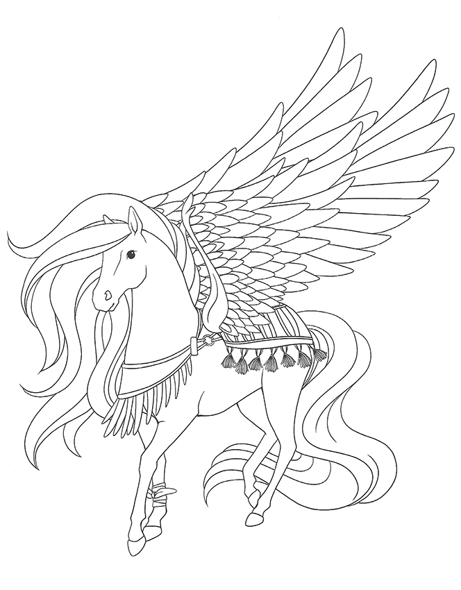 coloriage a dessiner cheval magique a imprimer gratuit