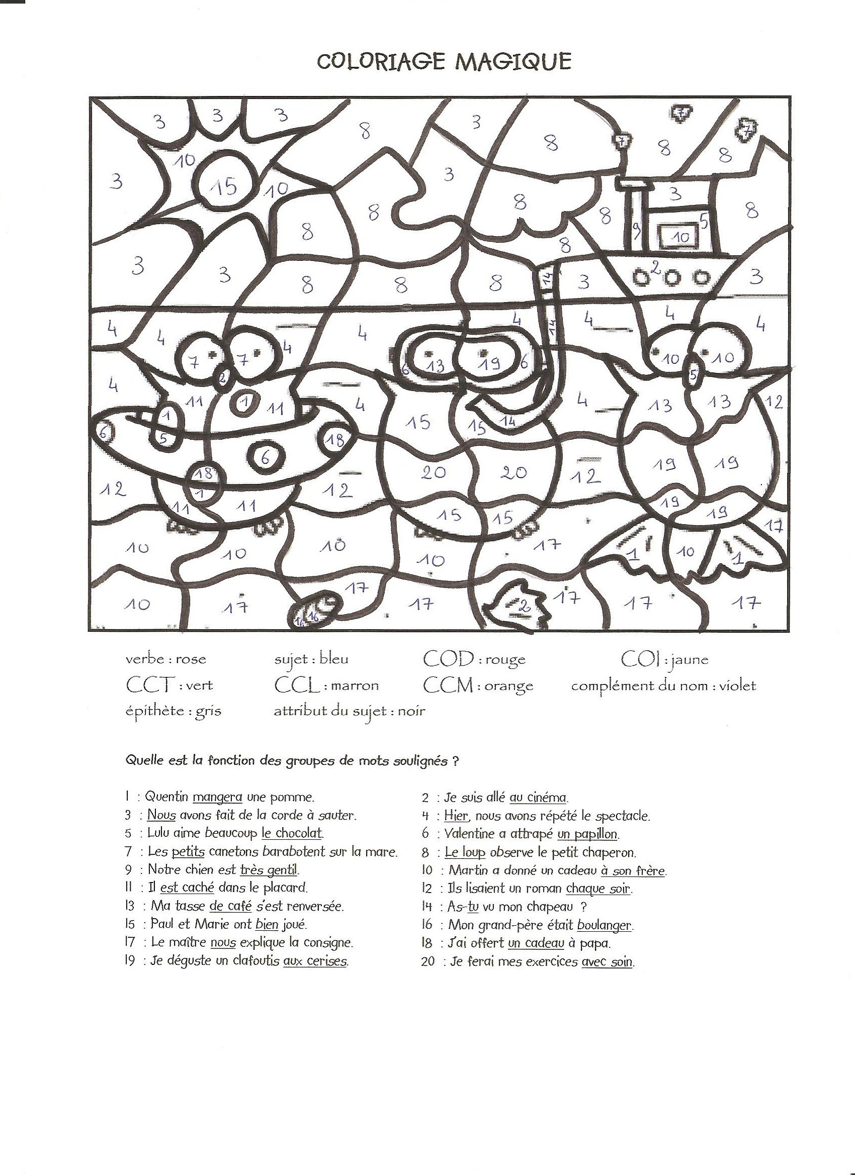 coloriage magique cm1 homophones