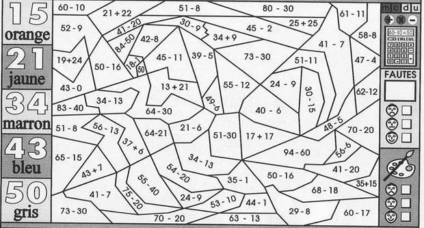 Coloriage codé soustractions jusqu'à 10 Clic ! Ma Classe - coloriage magique soustraction ce1