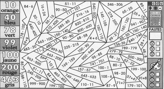 dessin à colorier magique soustraction à retenue