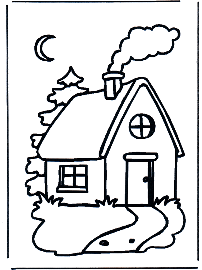 dessin à colorier maison à pans de bois