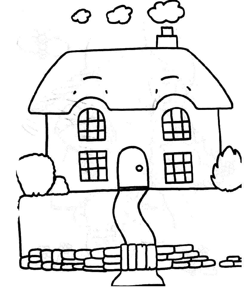 coloriage ƒ dessiner maison avec jardin ƒ imprimer