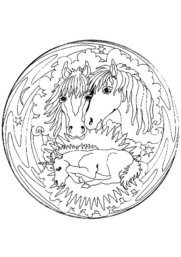 coloriage mandala cheval