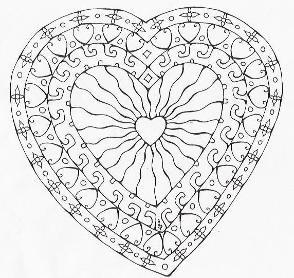18 dessins de coloriage Mandala Coeur à imprimer