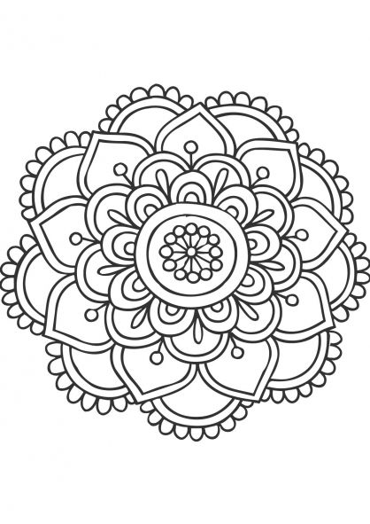 coloriage mandala fleur - Fleurs et végétation Coloriages difficiles pour adultes