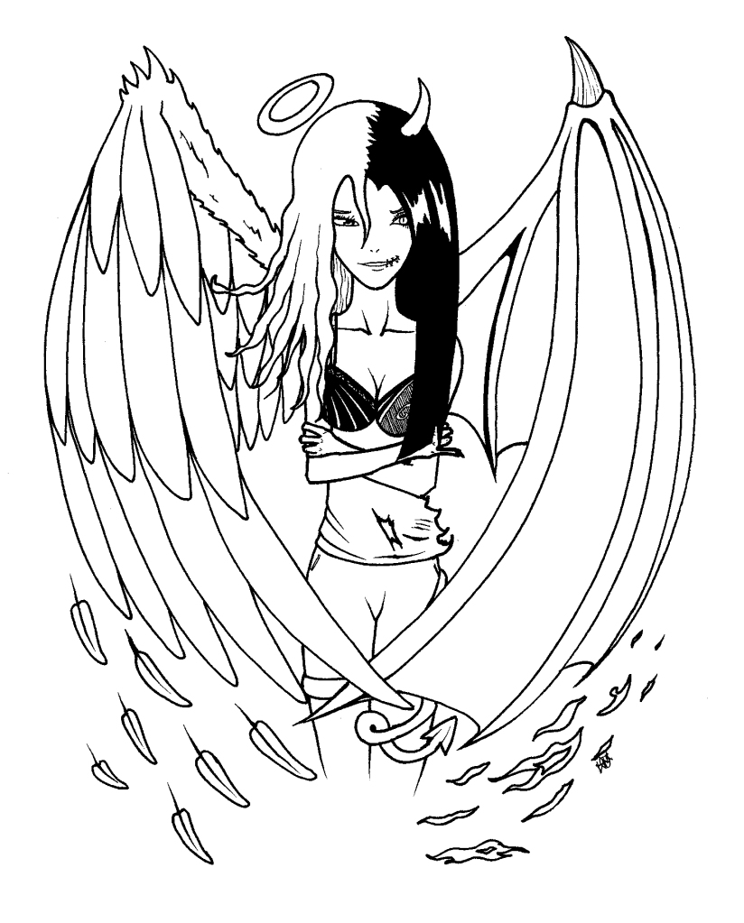 Coloriage Ange Ou Demon Pour Adulte