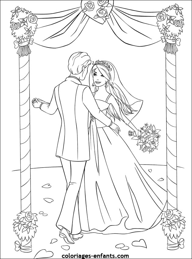 dessin à colorier mariage a imprimer