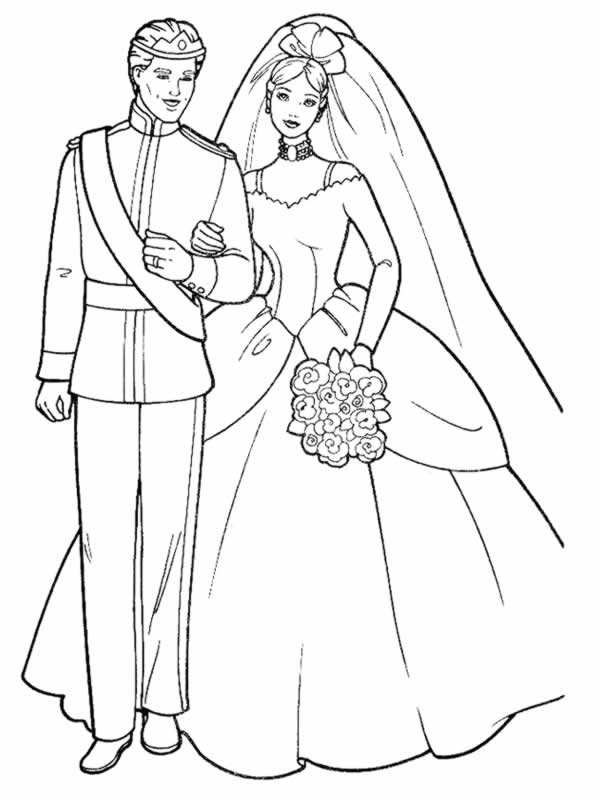 coloriage à dessiner mariage de princesse