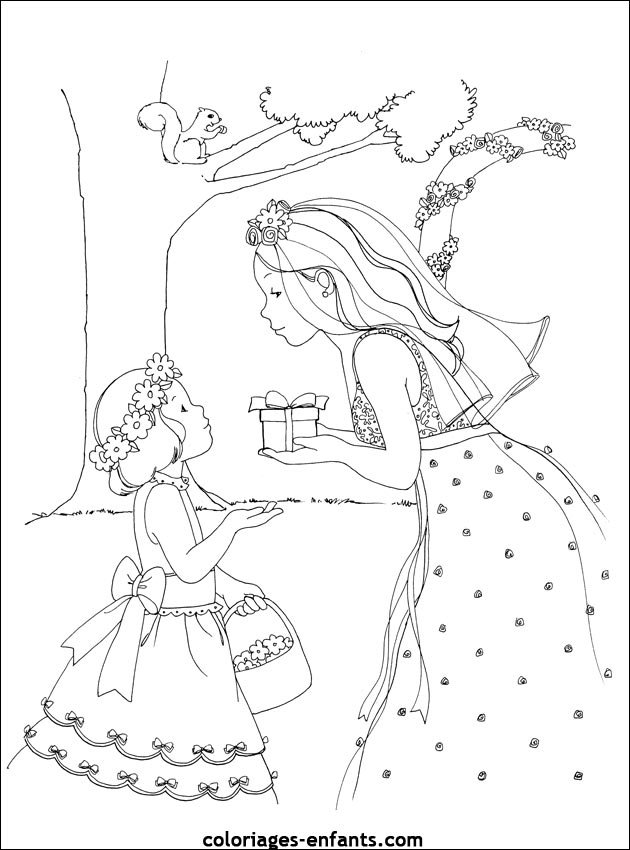 coloriage mariage princesse