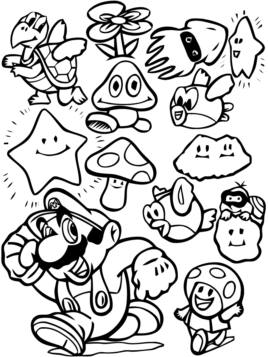 coloriage à dessiner mario bros a imprimer