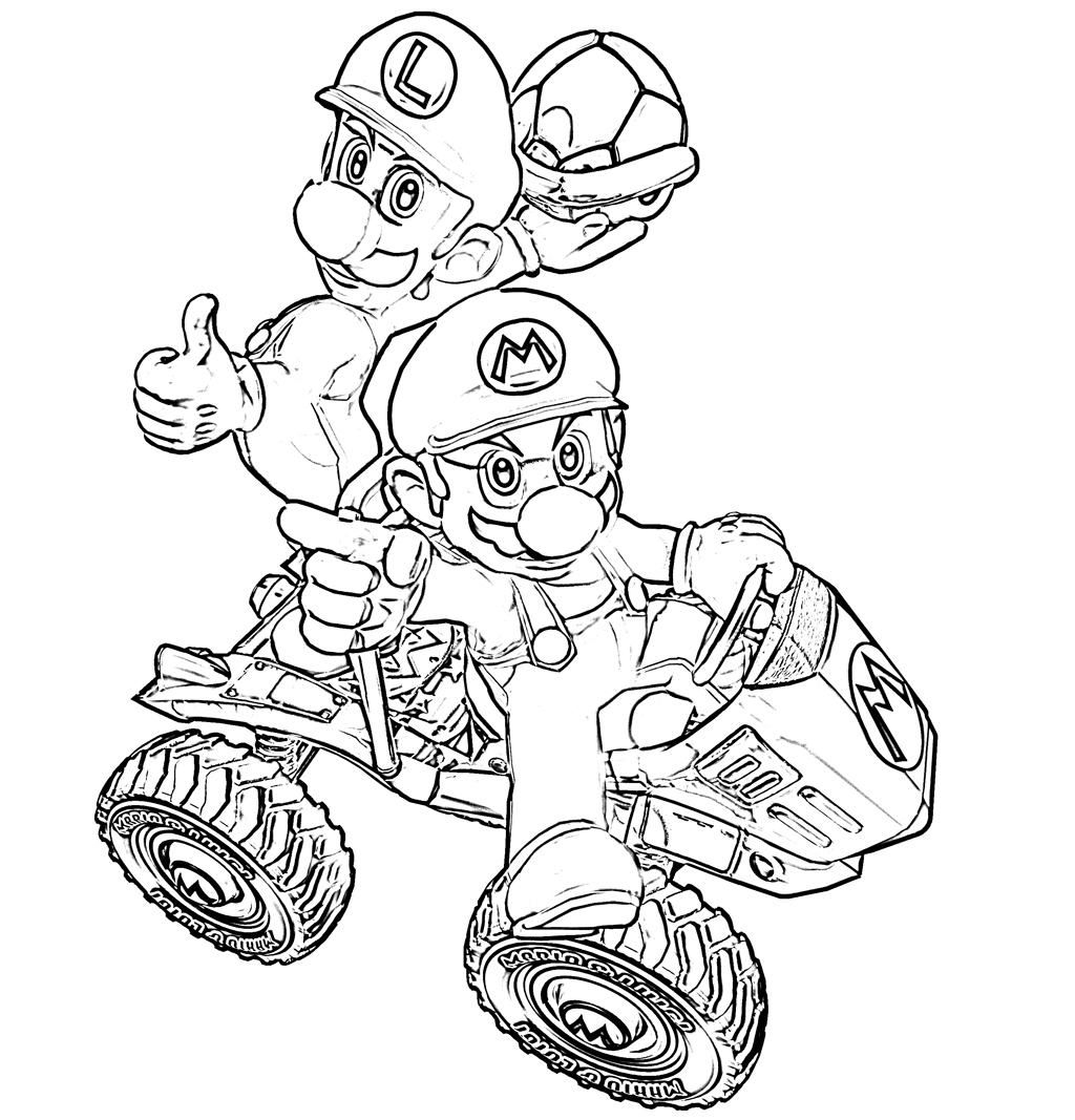 dessin à colorier mario kart wii gratuit