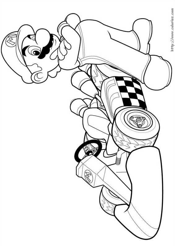 coloriage à dessiner personnages mario kart wii