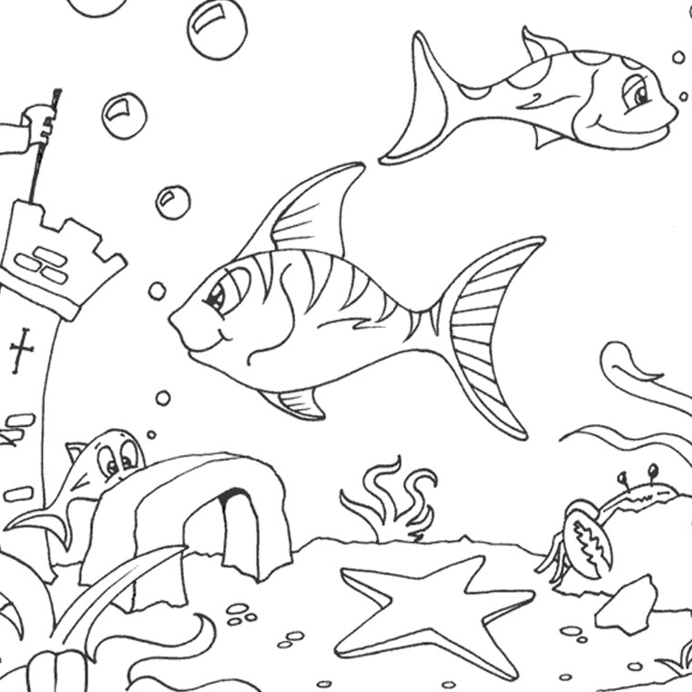 coloriage à dessiner mer plage