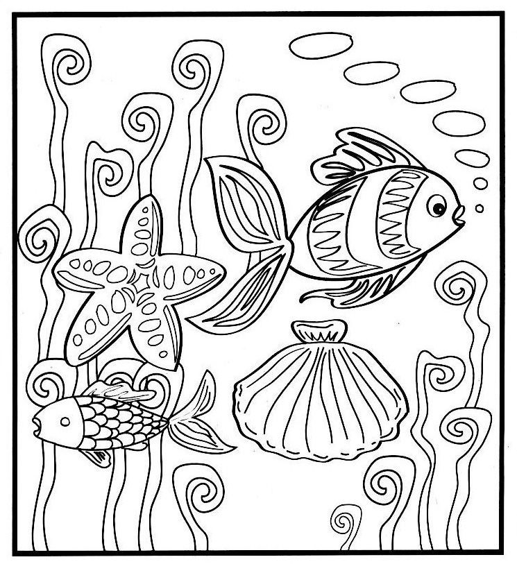 coloriage à dessiner d'algues mer