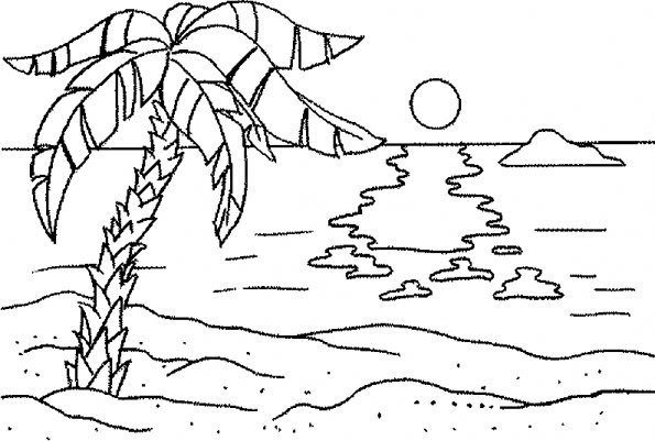 coloriage  dessiner de paysage de mer a imprimer gratuit