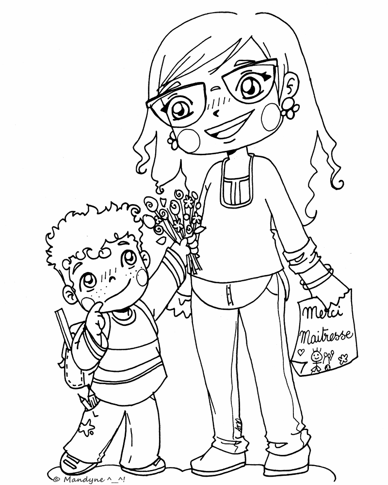 99 dessins de coloriage Merci Maitresse à imprimer coloriage merci maitresse