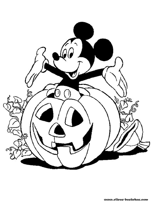 20 dessins de coloriage Mickey Halloween à imprimer