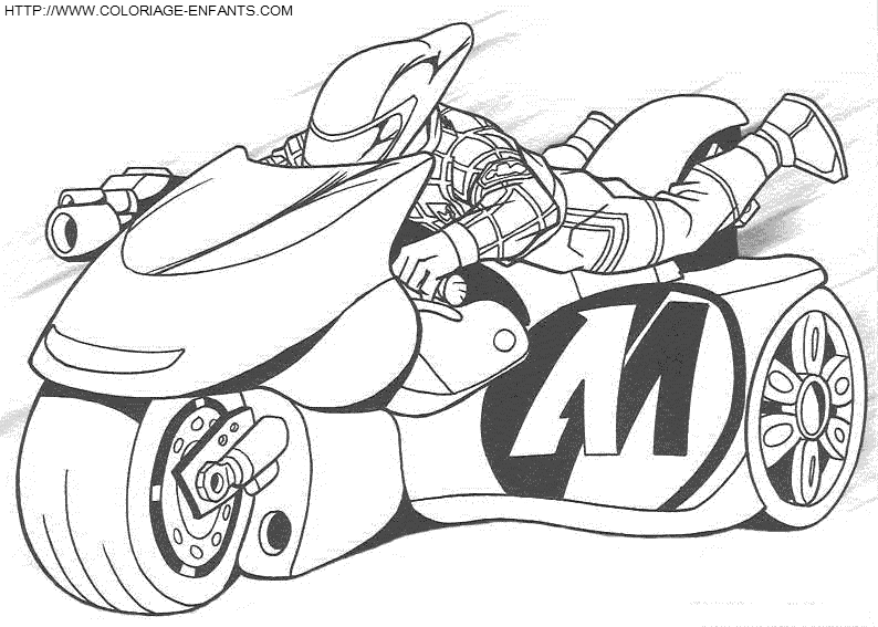 2 dessins de coloriage Moto De Course à imprimer