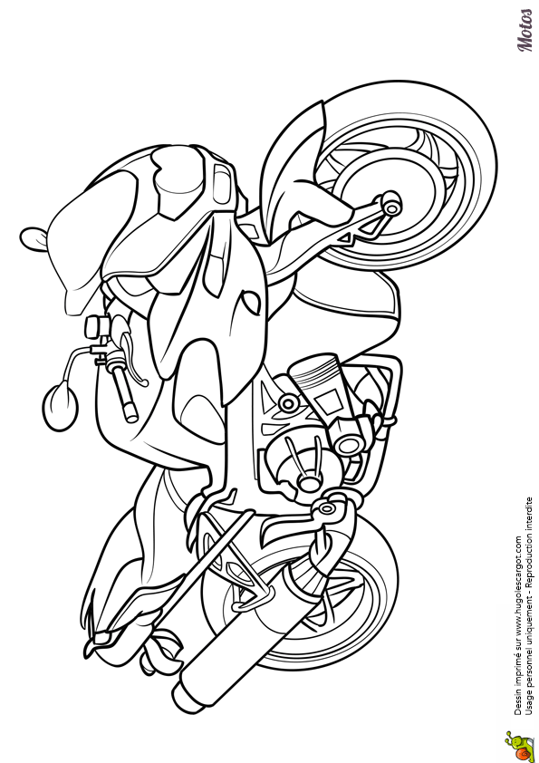 coloriage moto hugo lescargot