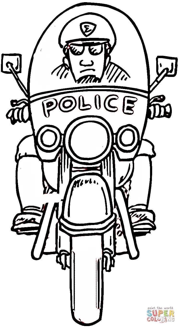 coloriage moto police