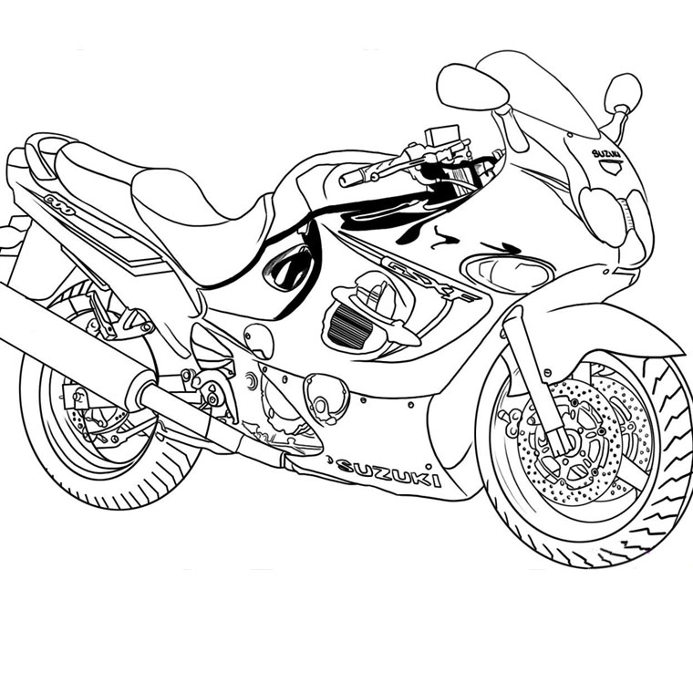 Coloriage motos sur Hugolescargot  - coloriage de moto à imprimer