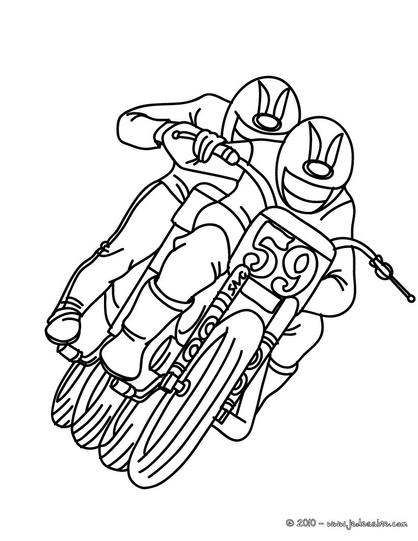 coloriage à dessiner moto et quad