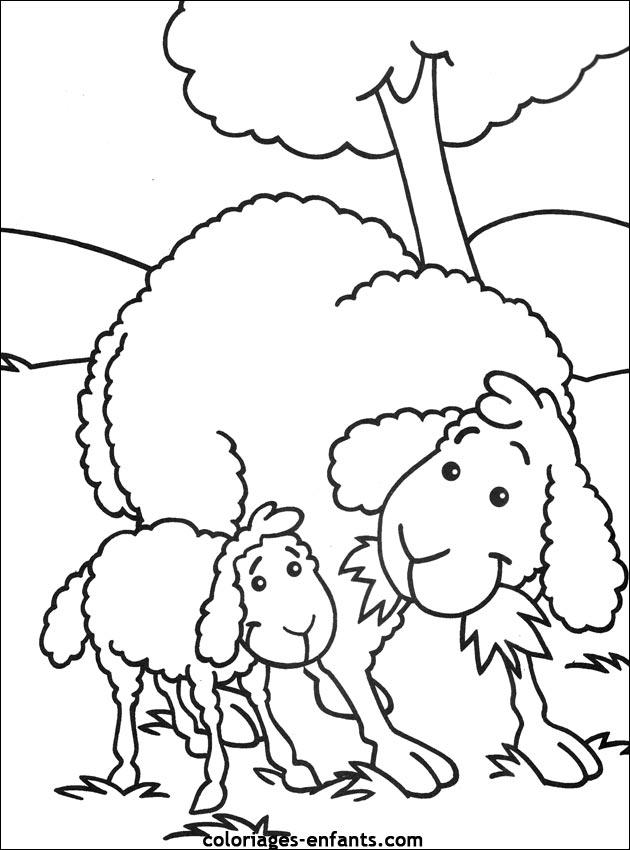dessin à colorier mouton et berger
