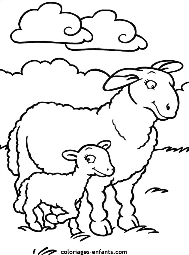 dessin à colorier mouton shaun