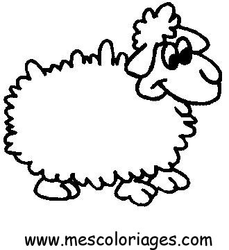 coloriage à dessiner de moutons dans la prairie