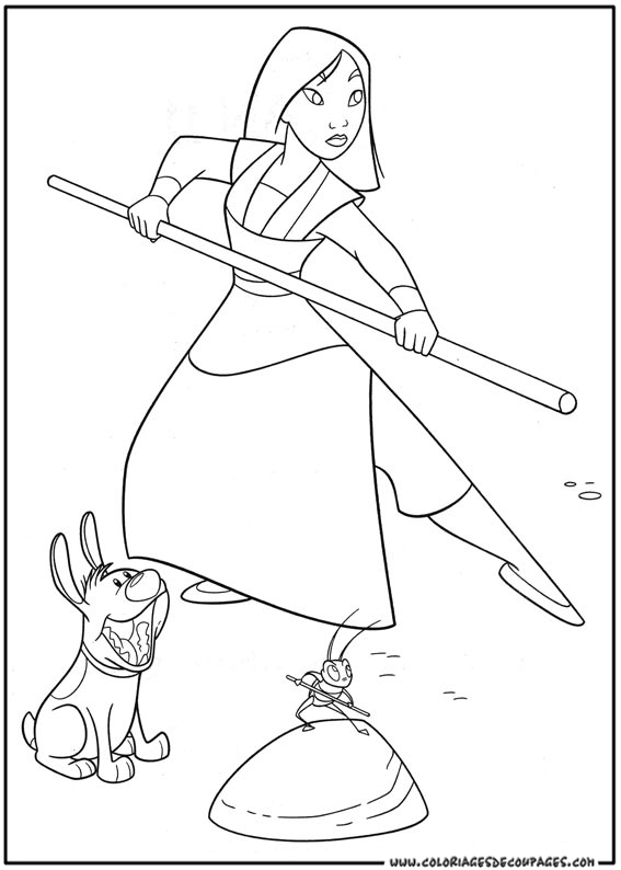 Coloriage Mulan à colorier - Dessin à imprimer coloriage mulan mushu
