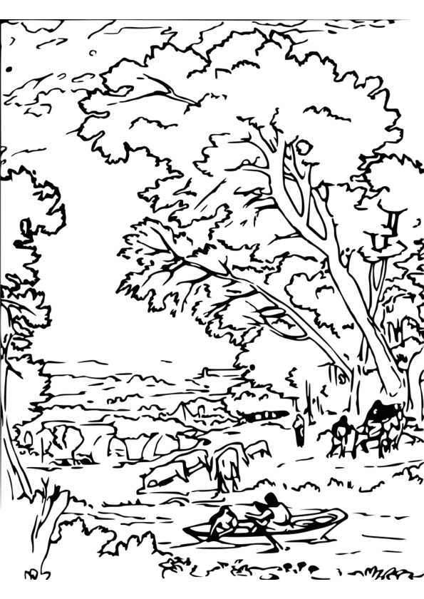 coloriage a imprimer paysage nature