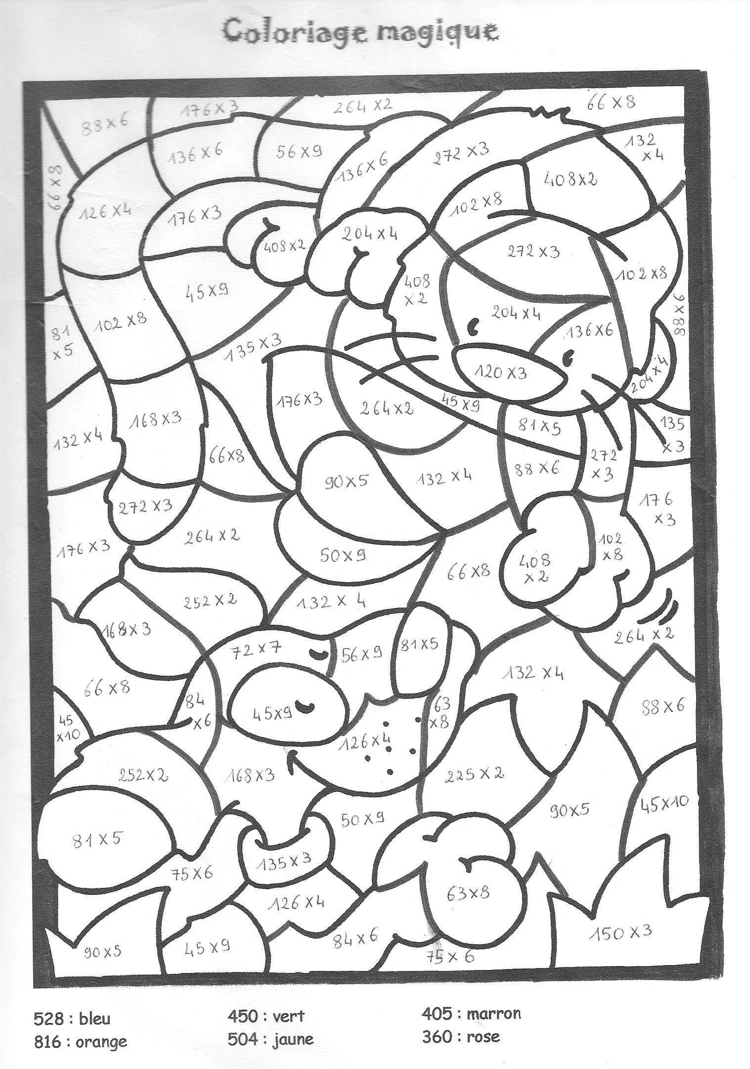 Nouveau Coloriage Magique Division Cm2 Imprimer  Meilleur COLORIAGE